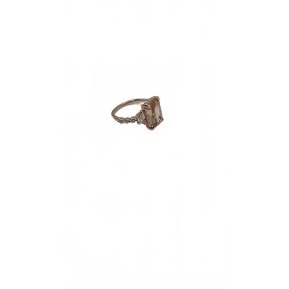 Elegant Vintage Style Rose Gold plated Ring with Emerald Cut Stone Size 6 - Picture 5 of 8